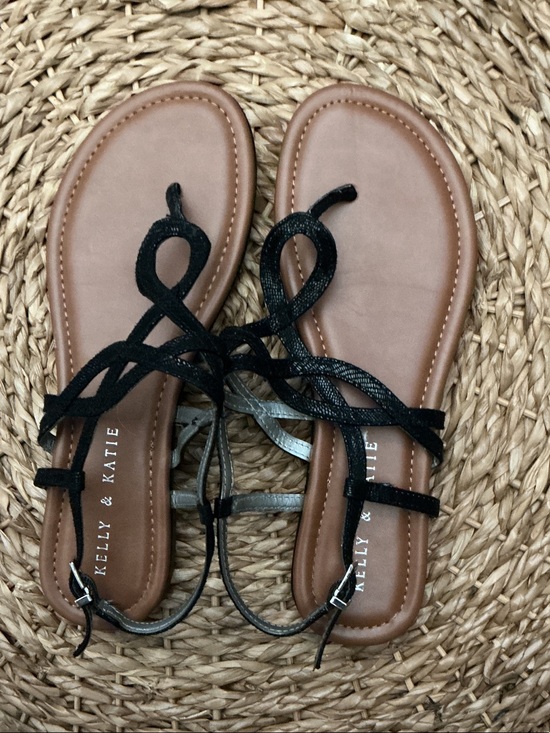 Kelly & Katie Shoes - Kelly & Katie Black Strappy Braided Sandals